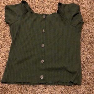 Green ribbed nobo top, size XXL